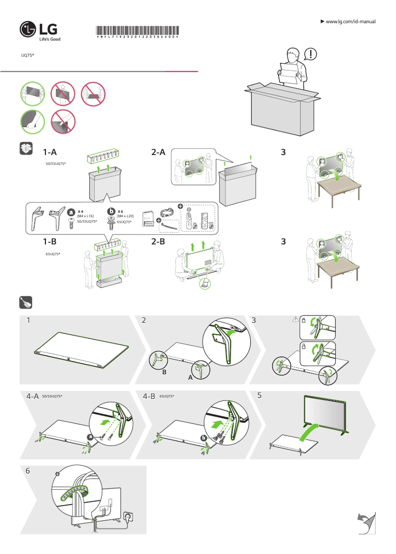 Page 1 de la notice Manuel utilisateur LG 55UQ751C0LF