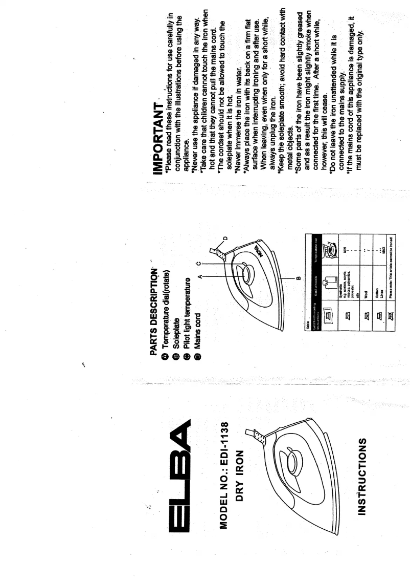 Page 1 de la notice Manuel utilisateur Elba EDI-1138