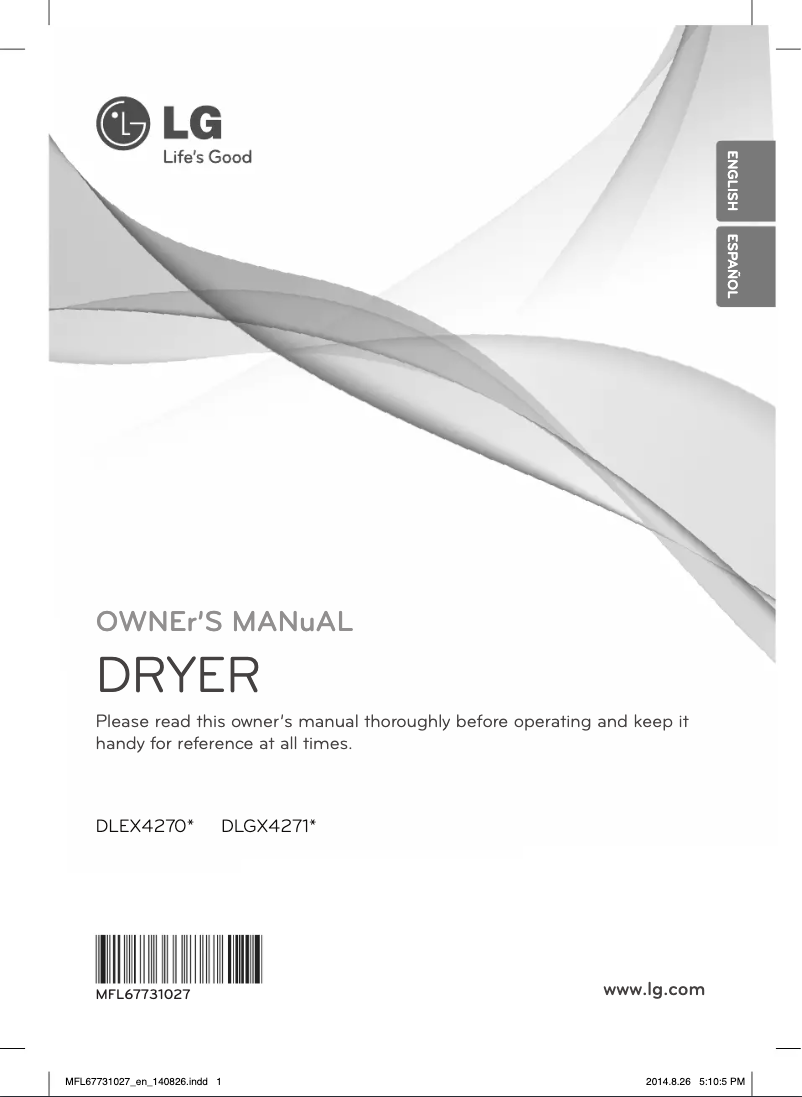 Page n°1 - Manuel utilisateur LG DX4271V