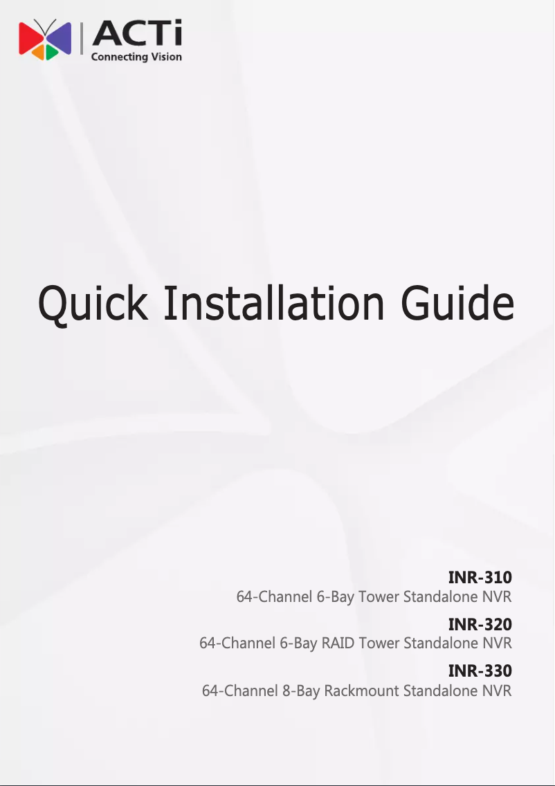 Image de la première page du manuel de l'appareil INR-320