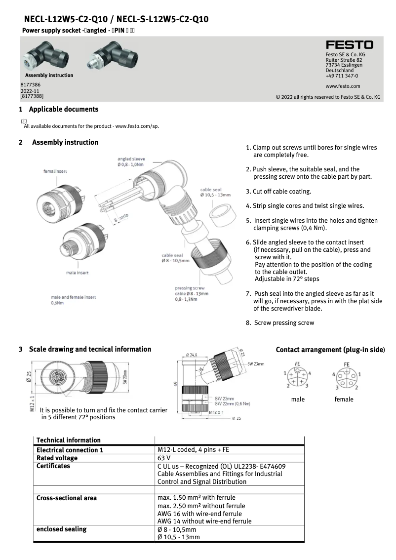 Page 1 de la notice Manuel utilisateur Festo NECL-S-L12W5-C2-Q10