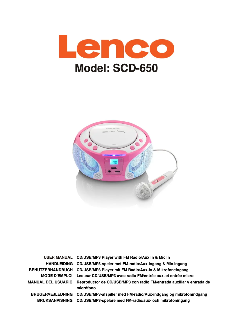 Page 1 de la notice Manuel utilisateur Lenco SCD-650