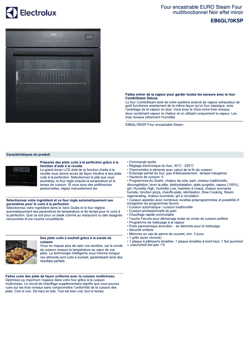 Page n°1 - Fiche technique Electrolux EB6GL70KSP