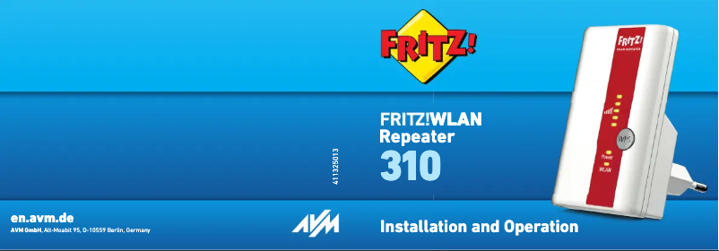 Page 1 de la notice Manuel utilisateur AVM FRITZ!Repeater 310