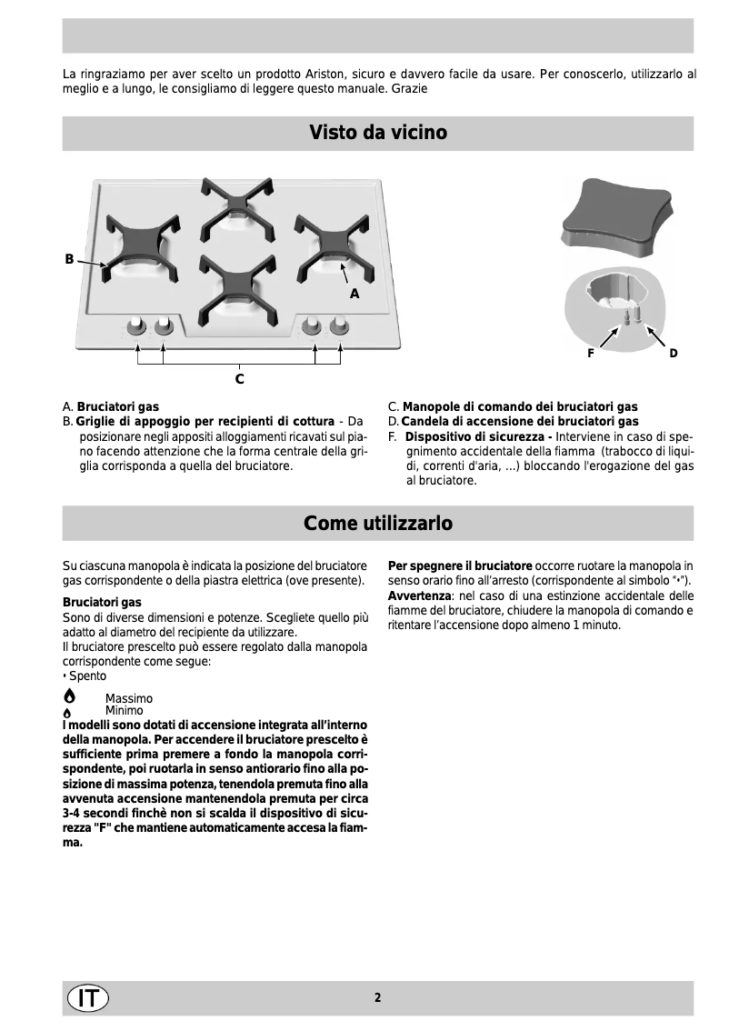 Page 1 de la notice Manuel utilisateur Ariston Thermo PO 740 ES IX