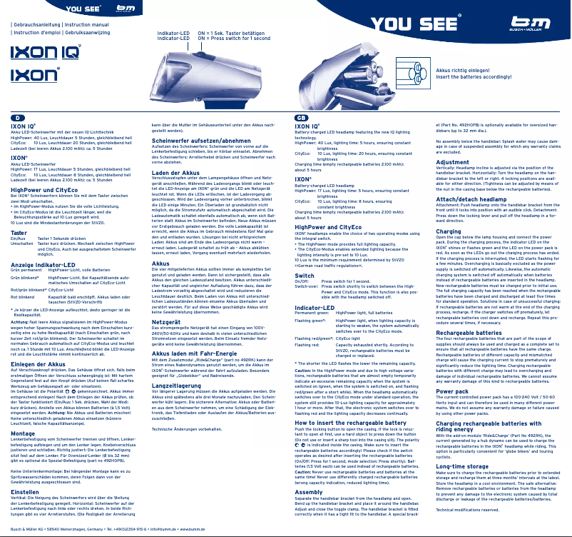 Page 1 de la notice Manuel utilisateur Busch + Müller IXON IQ