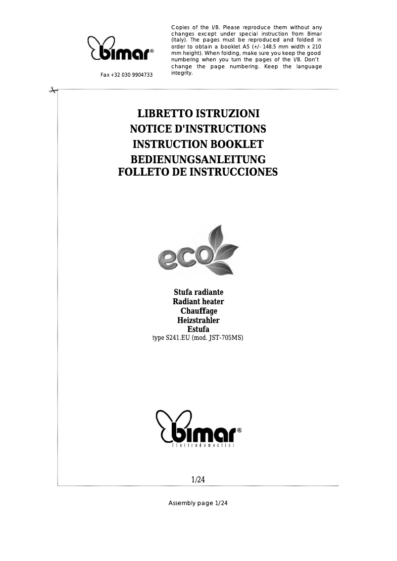 Image de la première page du manuel de l'appareil S241.EU