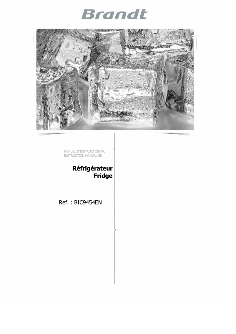 Page n°1 - Manuel utilisateur Brandt BIC9454EN