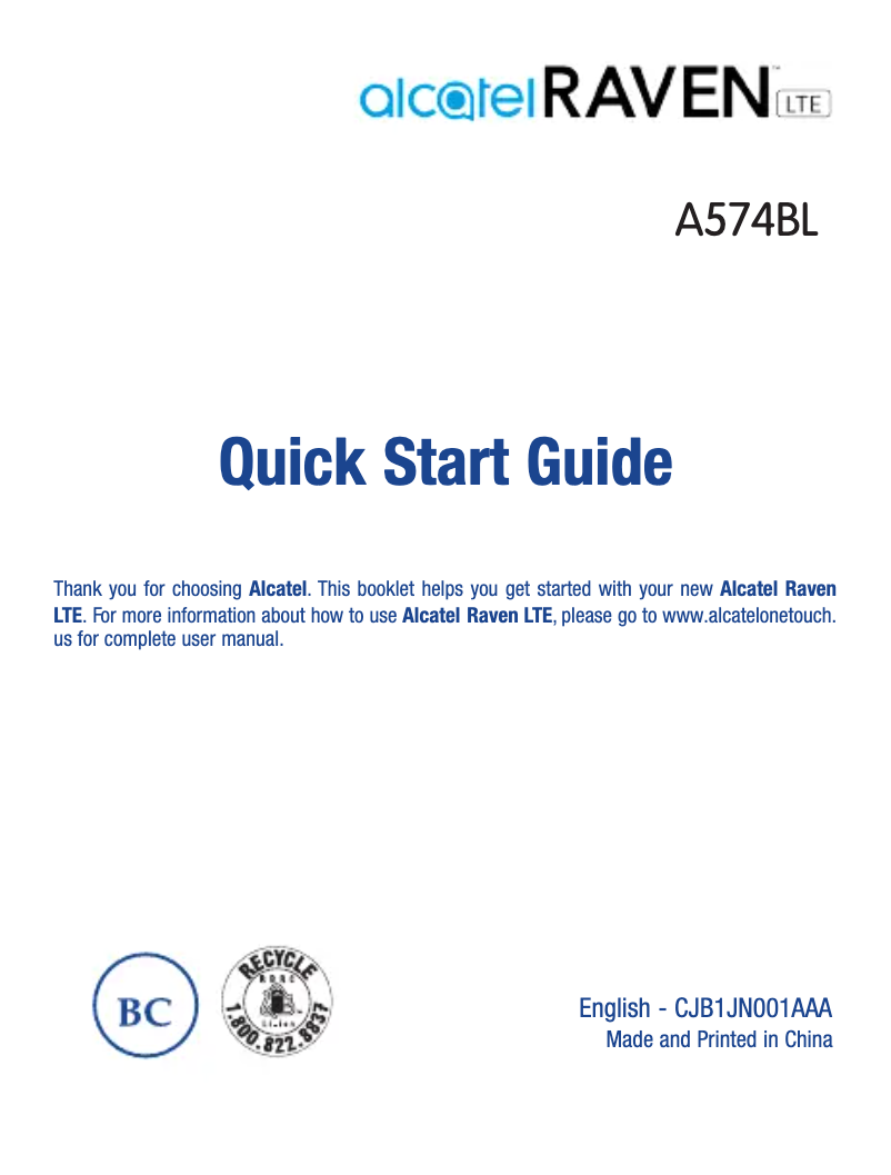 Image de la première page du manuel de l'appareil Raven