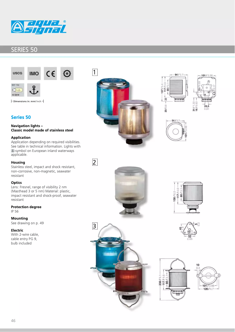 Page 1 de la notice Manuel utilisateur Aqua Signal Serie 50