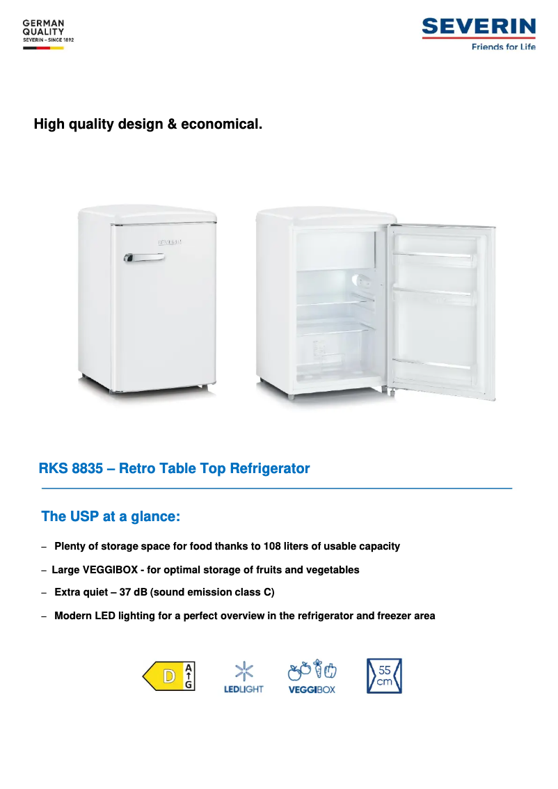 Página 1 del manual Ficha técnica Severin RKS 8835