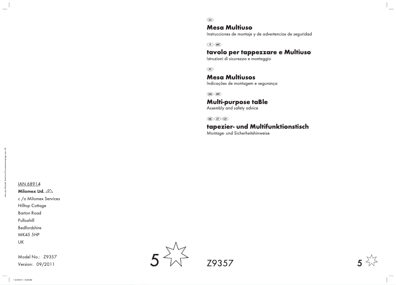 Page 1 de la notice Manuel utilisateur Powerfix Z9357