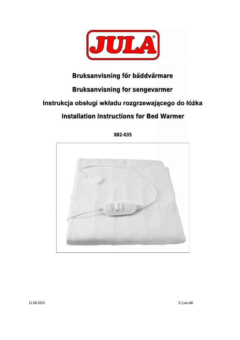 Page n°1 - Manuel utilisateur Menuett 882-035