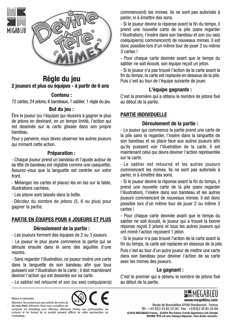 Image de la première page du manuel de l'appareil Devine Tête Mimes