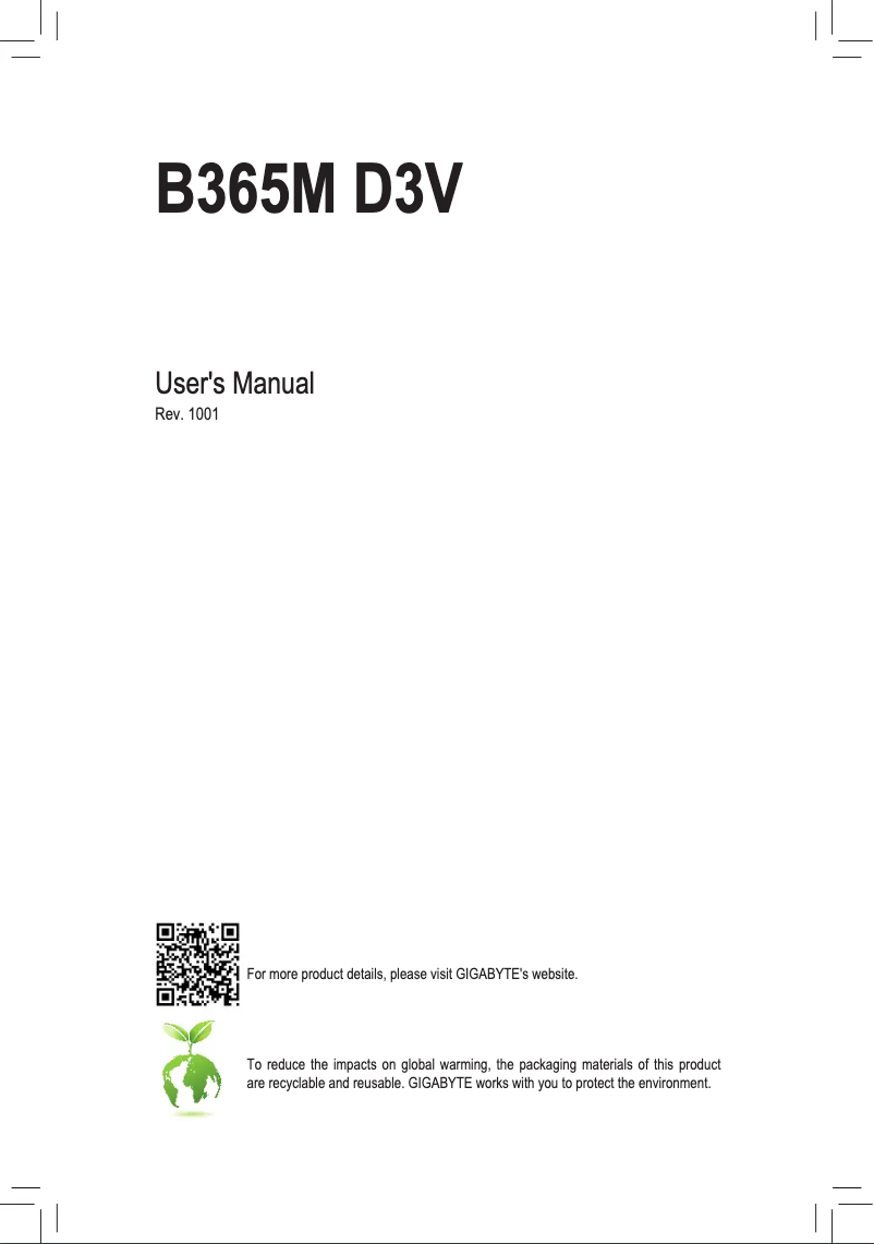 Image de la première page du manuel de l'appareil B365M D3V