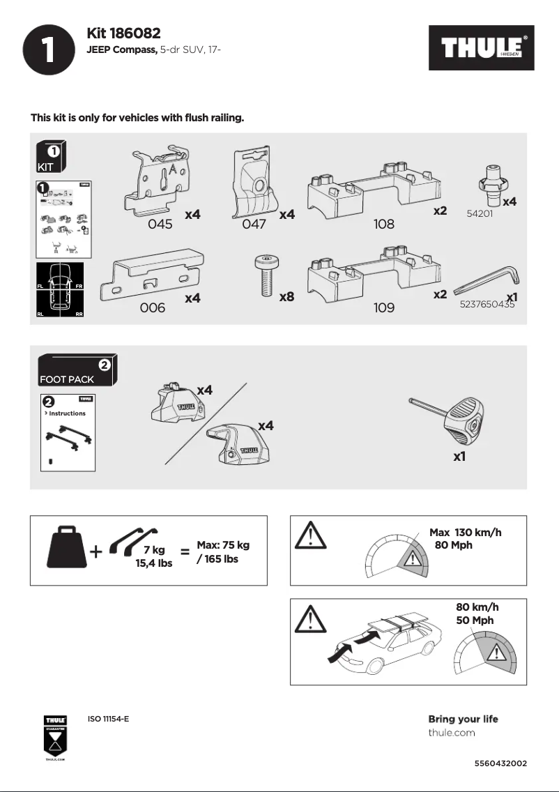 Page 1 de la notice Manuel utilisateur Thule Kit 186082