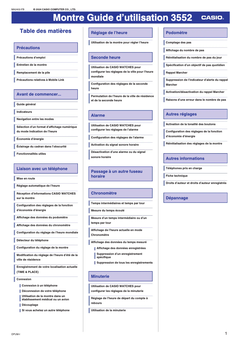 Page n°1 - Manuel utilisateur Casio G-Shock GD-B500
