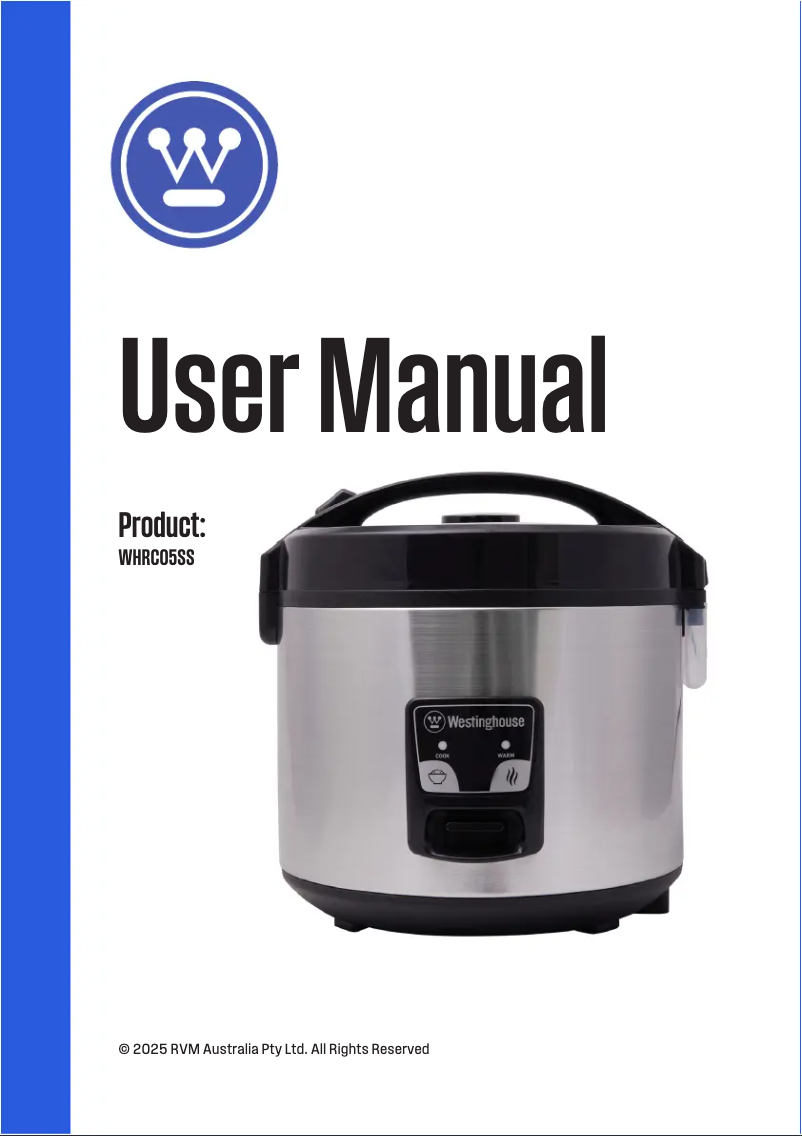 Page 1 de la notice Manuel utilisateur Westinghouse WHRC05SS