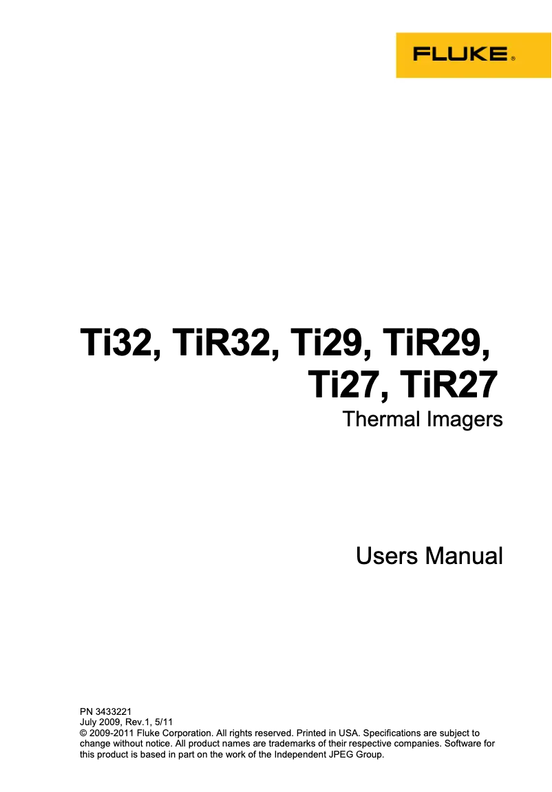 Page n°1 - Manuel utilisateur Fluke TiR29
