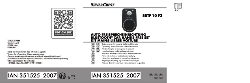 Page 1 de la notice Manuel utilisateur SilverCrest SBTF 10 F2