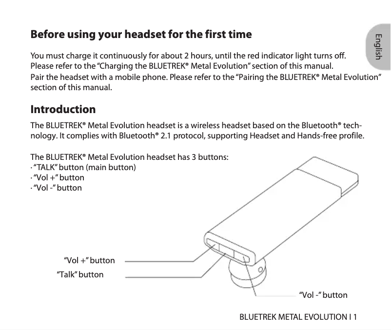 Página 1 del manual Manual de usuario Bluetrek Metal