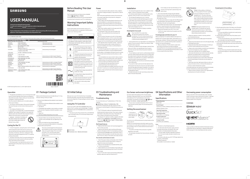 Page n°1 - Manuel utilisateur Samsung UN43TU6900G