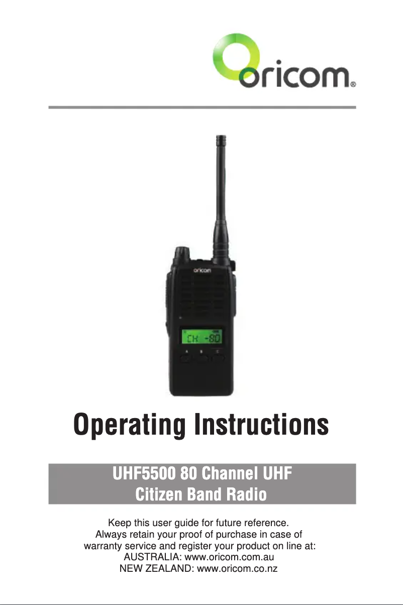 Page n°1 - Manuel utilisateur Oricom UHF5500-1