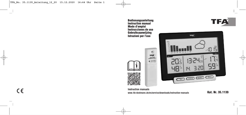 Page 1 de la notice Manuel utilisateur TFA Meteo Sens 35.1139.01
