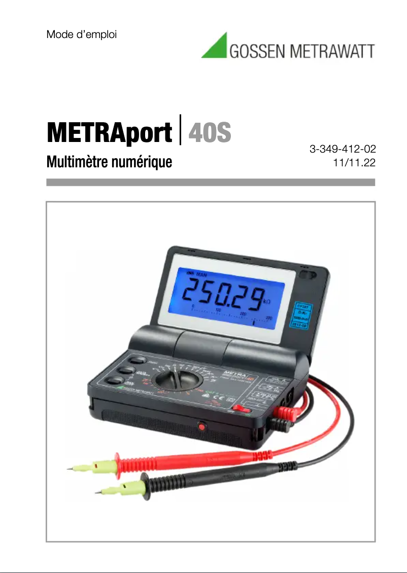 Image de la première page du manuel de l'appareil METRAport 40S