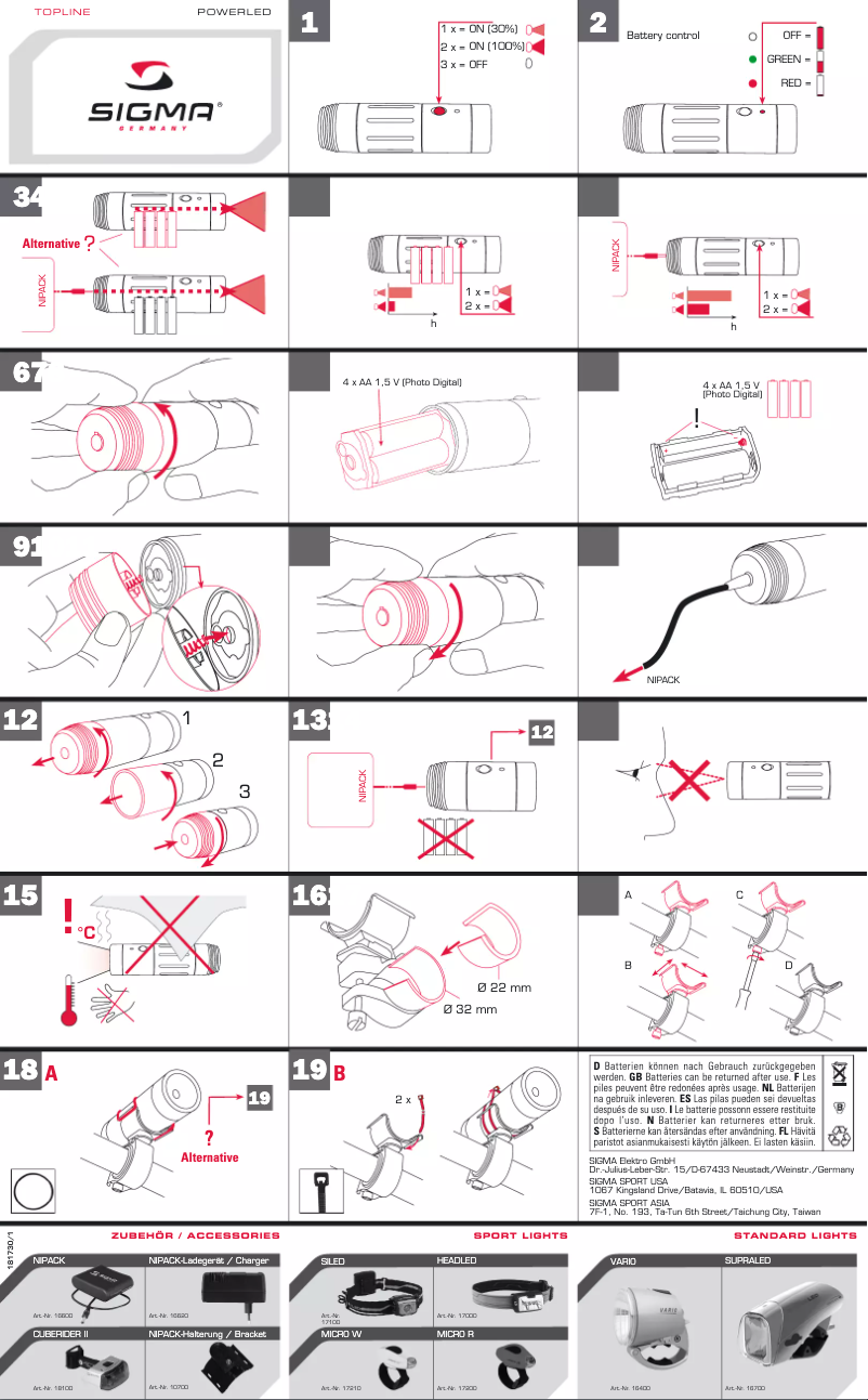 Page 1 de la notice Manuel utilisateur Sigma POWERLED