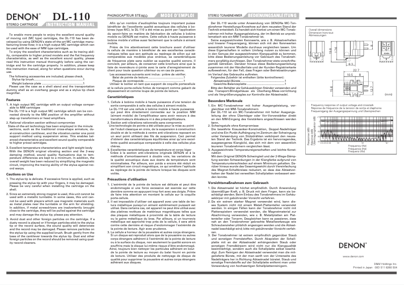 Image de la première page du manuel de l'appareil DL-110