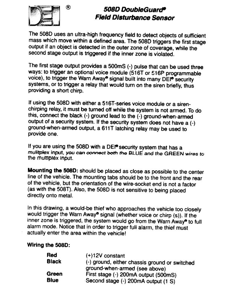 Page 1 de la notice Manuel utilisateur Viper XpressKit 508D Double-Guard Proximity Sensor