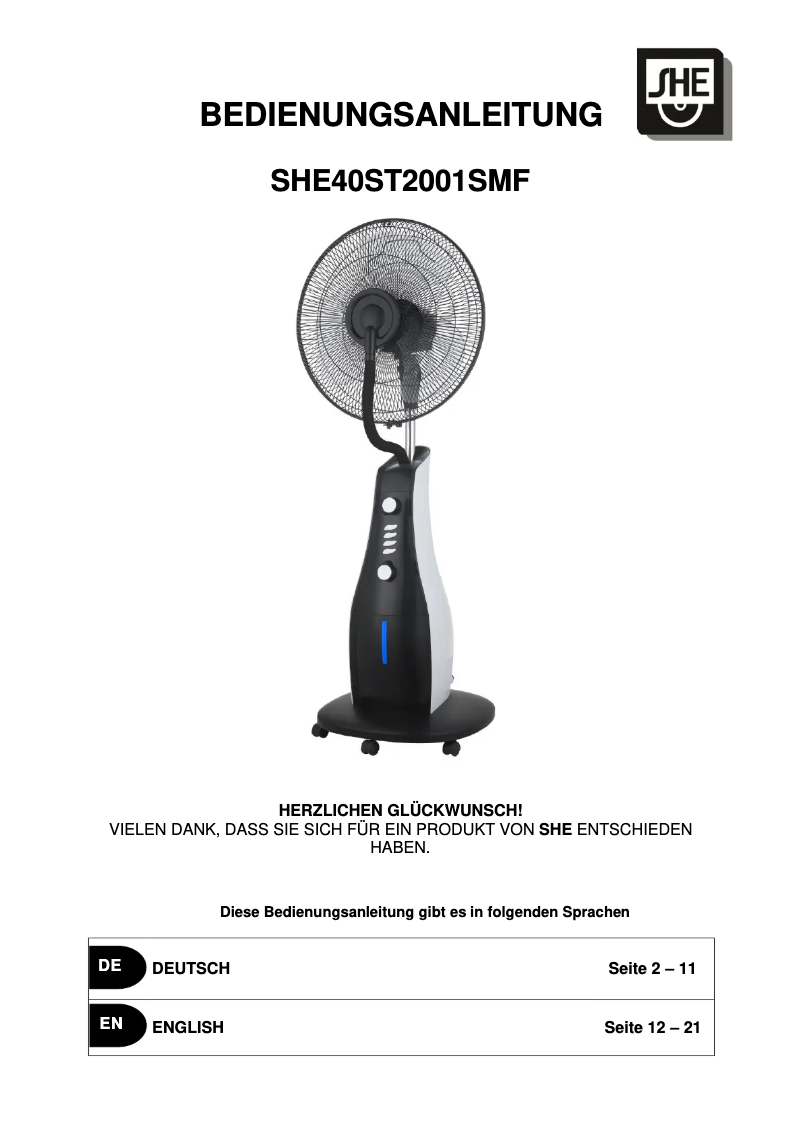 Image de la première page du manuel de l'appareil SHE40ST2001SMF