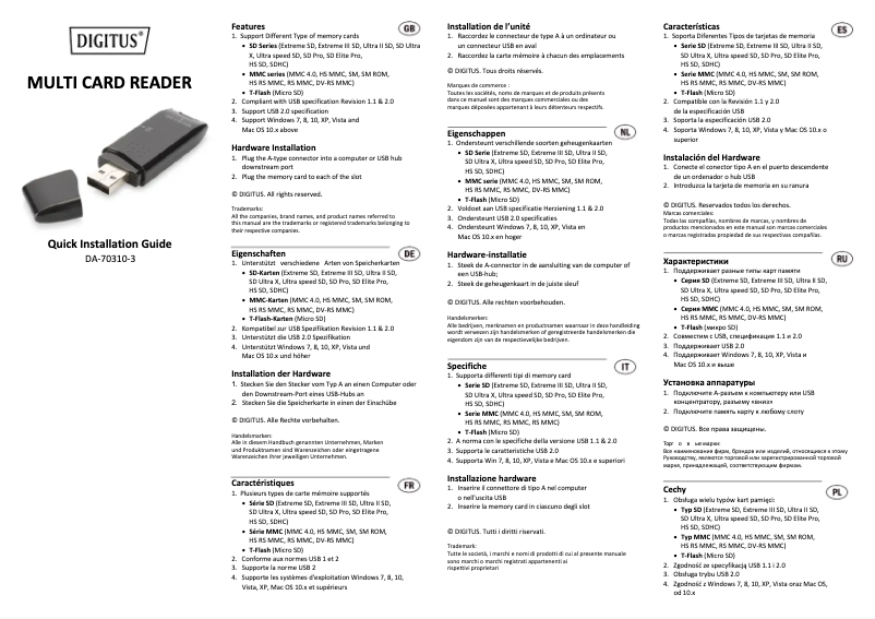 Page 1 de la notice Manuel utilisateur Digitus DA-70310-3