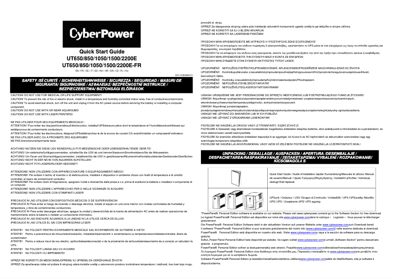 Page n°1 - Guide de démarrage rapide CyberPower UT1500E
