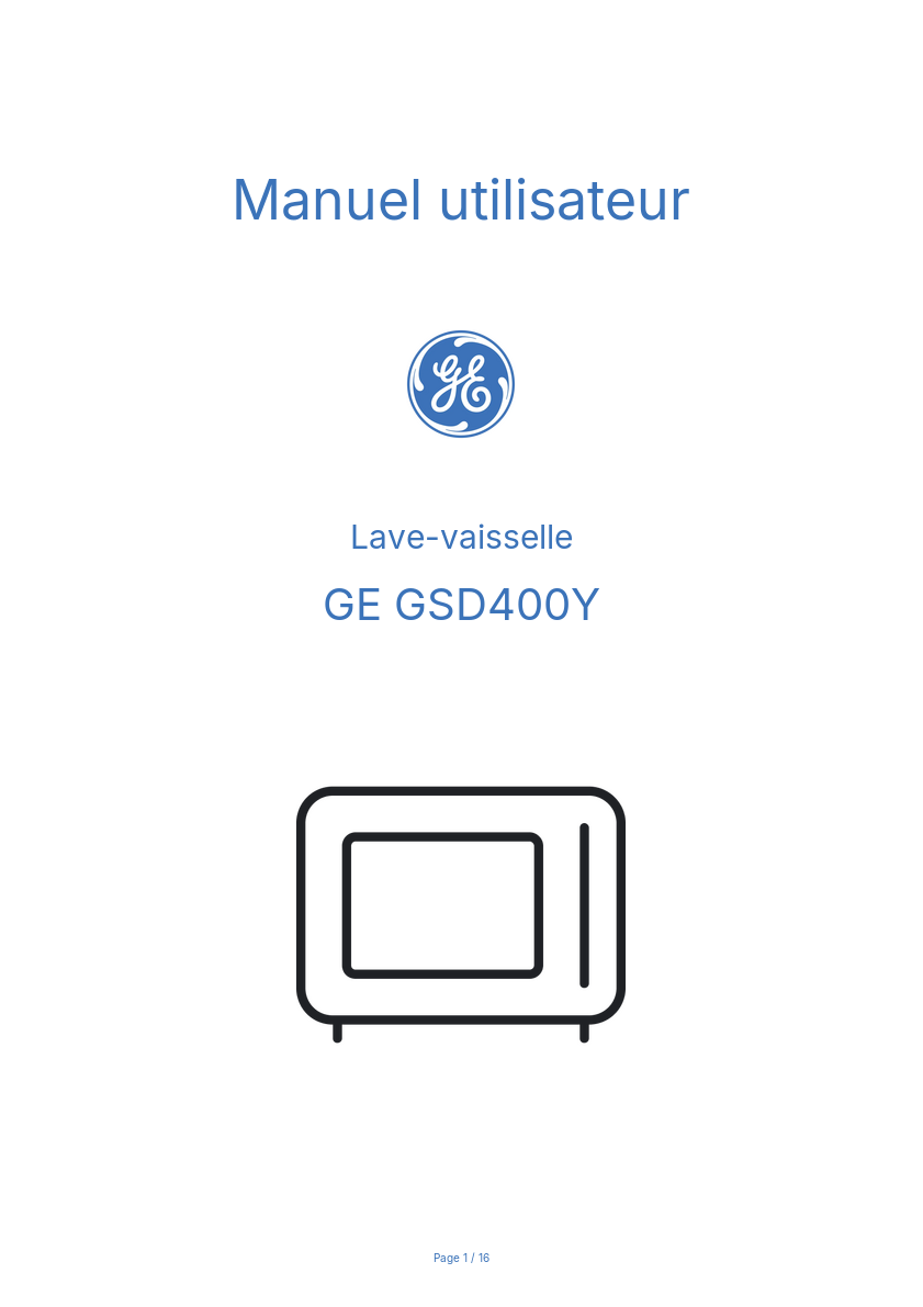 Page n°1 - Manuel utilisateur GE GSD400Y