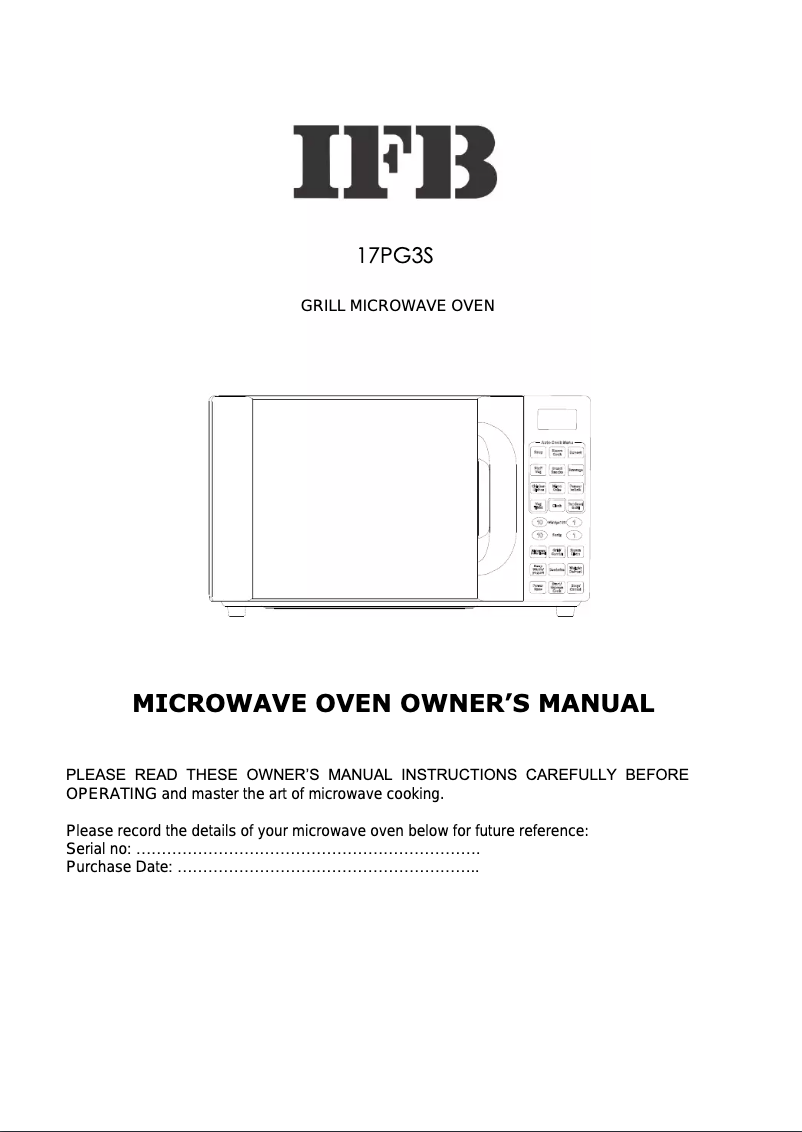 Page 1 de la notice Manuel utilisateur IFB 17PG3S