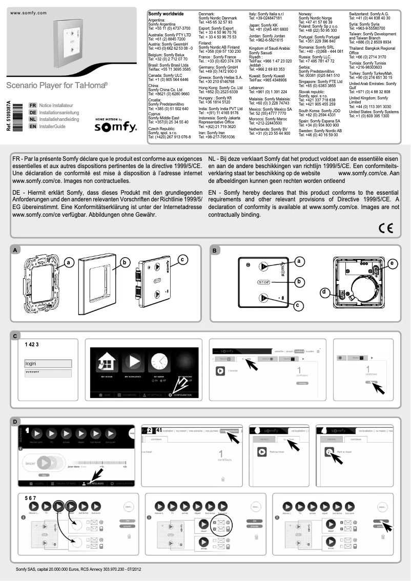 Page 1 de la notice Manuel utilisateur Somfy Scenario Player
