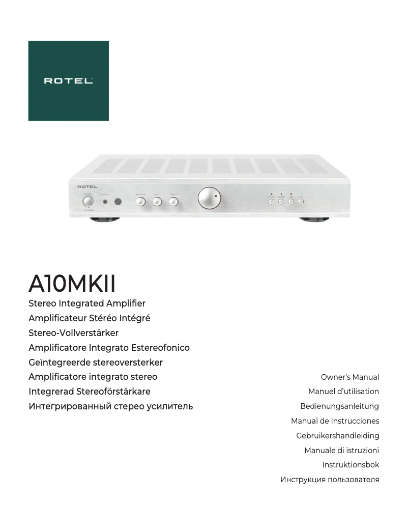 Page n°1 - Manuel utilisateur Rotel A10 MKII