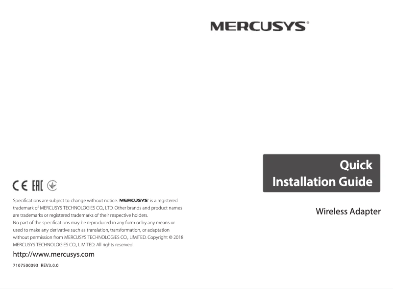 Page 1 de la notice Guide d'installation Mercusys MW300UM