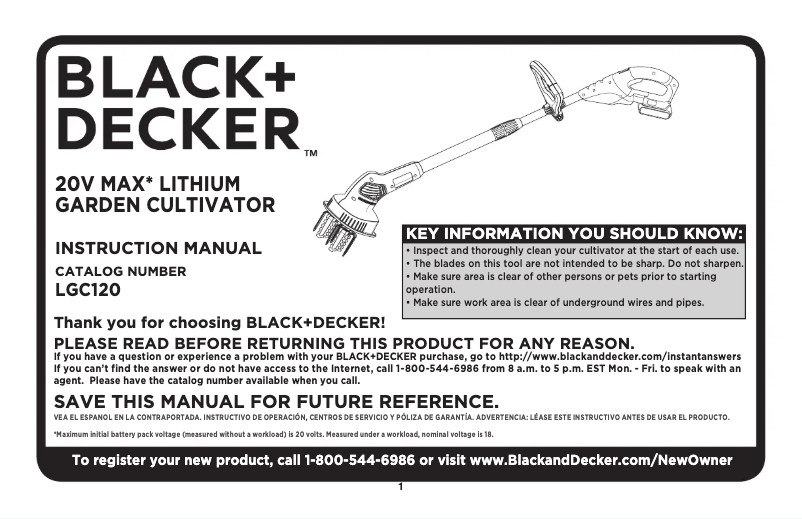 Page 1 de la notice Manuel utilisateur Black & Decker LGC120