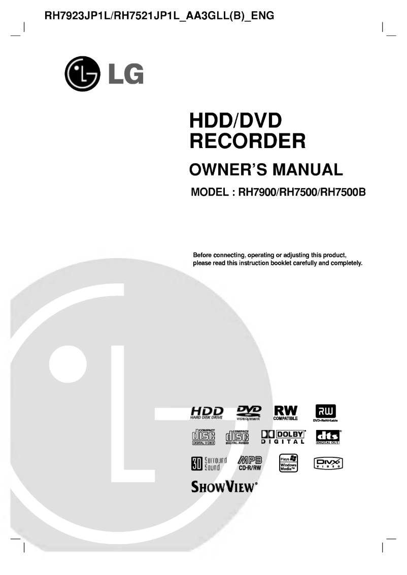 Page n°1 - Manuel utilisateur LG RH7923JP1L
