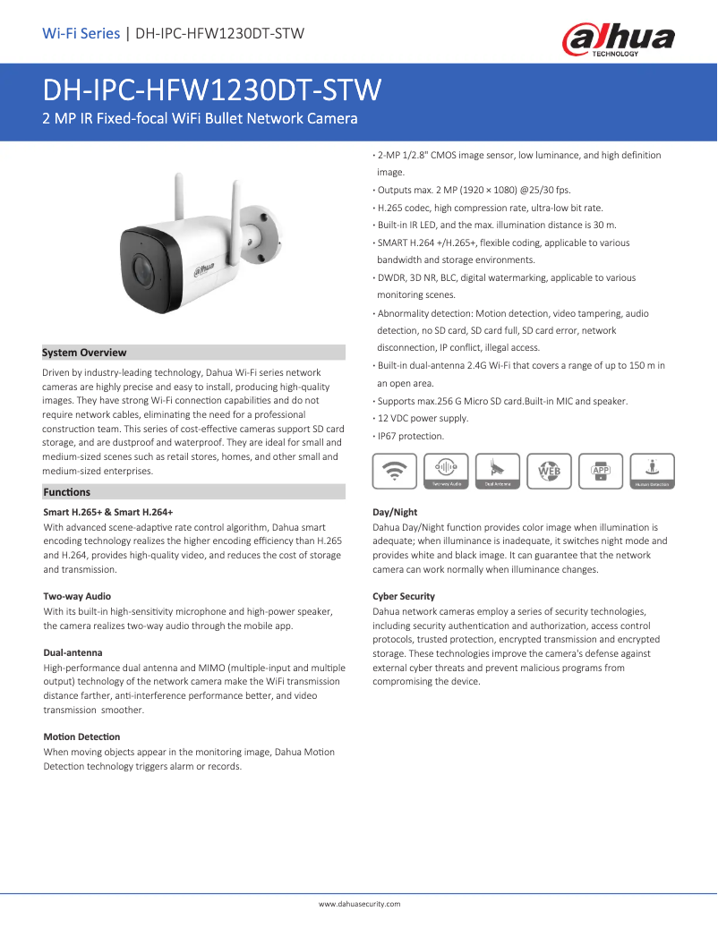 Image de la première page du manuel de l'appareil IPC-HFW1230DT-STW