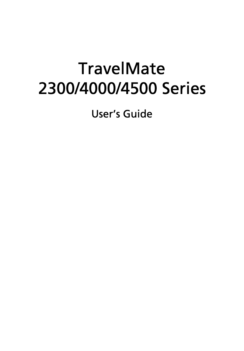 Page n°1 - Manuel utilisateur Acer Travelmate 4000