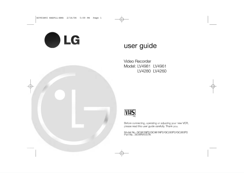 Page n°1 - Manuel utilisateur LG GC961NP2
