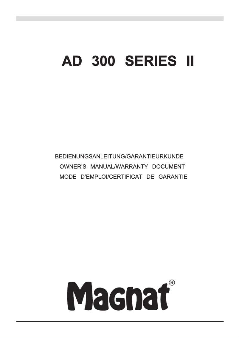 Page 1 de la notice Manuel utilisateur Magnat AD 300 Series II