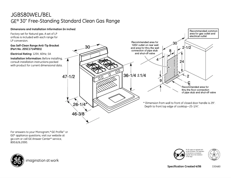 Image de la première page du manuel de l'appareil JGBS80WELWW