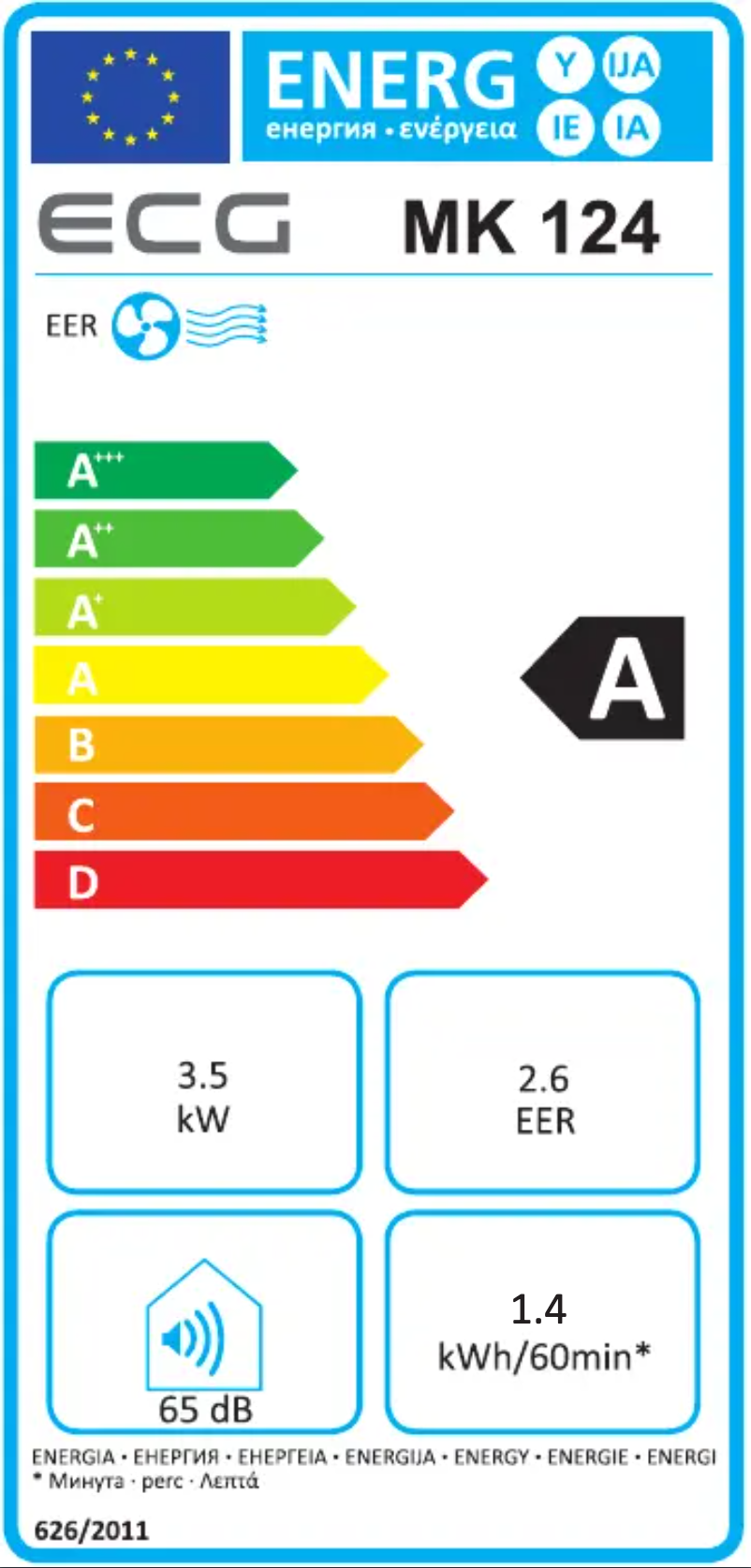 Page n°1 - Label énergétique ECG MK 124
