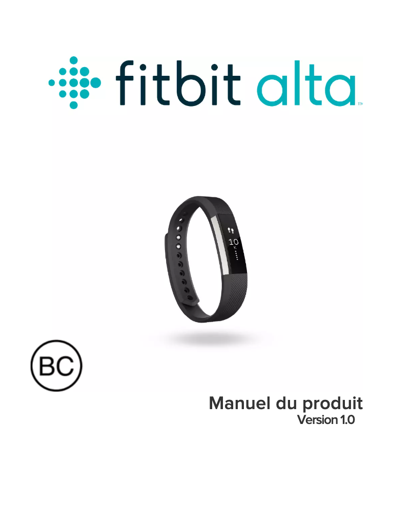Page 1 de la notice Manuel utilisateur Fitbit Alta