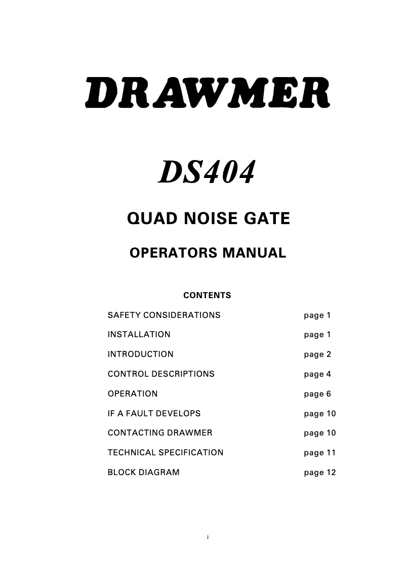 Page 1 de la notice Manuel utilisateur Drawmer DS404